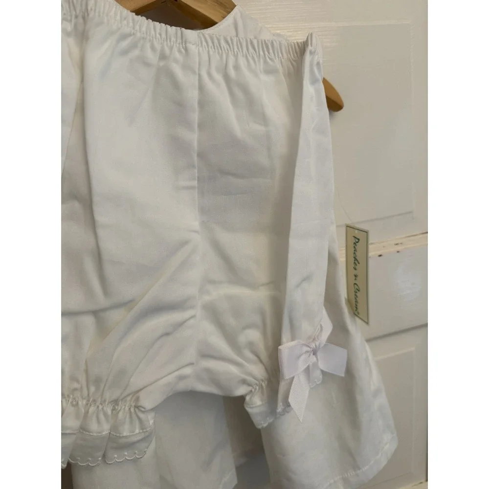 Peaches 'n Cream Baby Girls White Cotton‎ Dress Bloomers Size 18M New $64